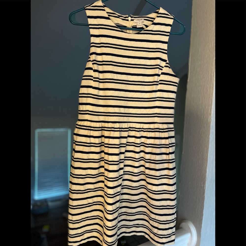 Blue and cream striped jcrew dress